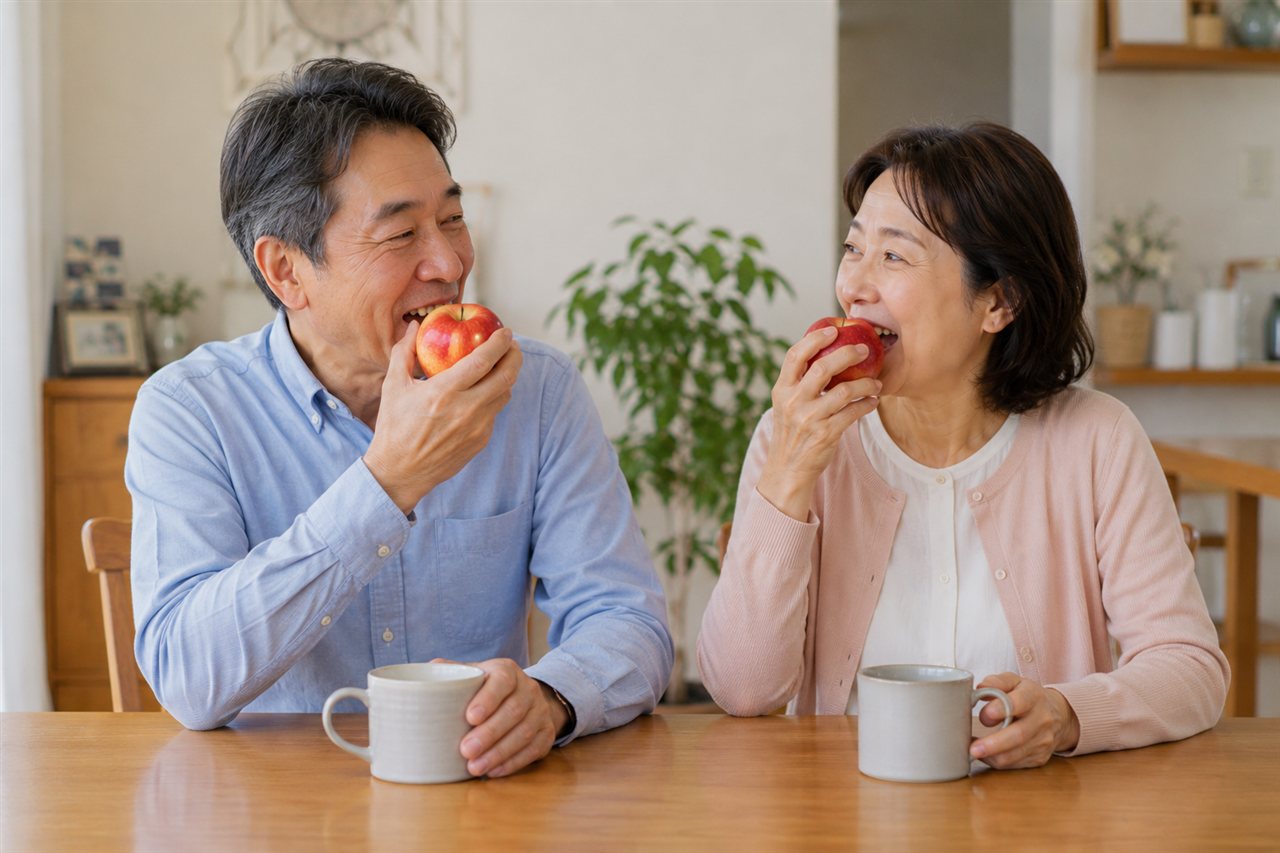 よく噛める喜びを取り戻した笑顔